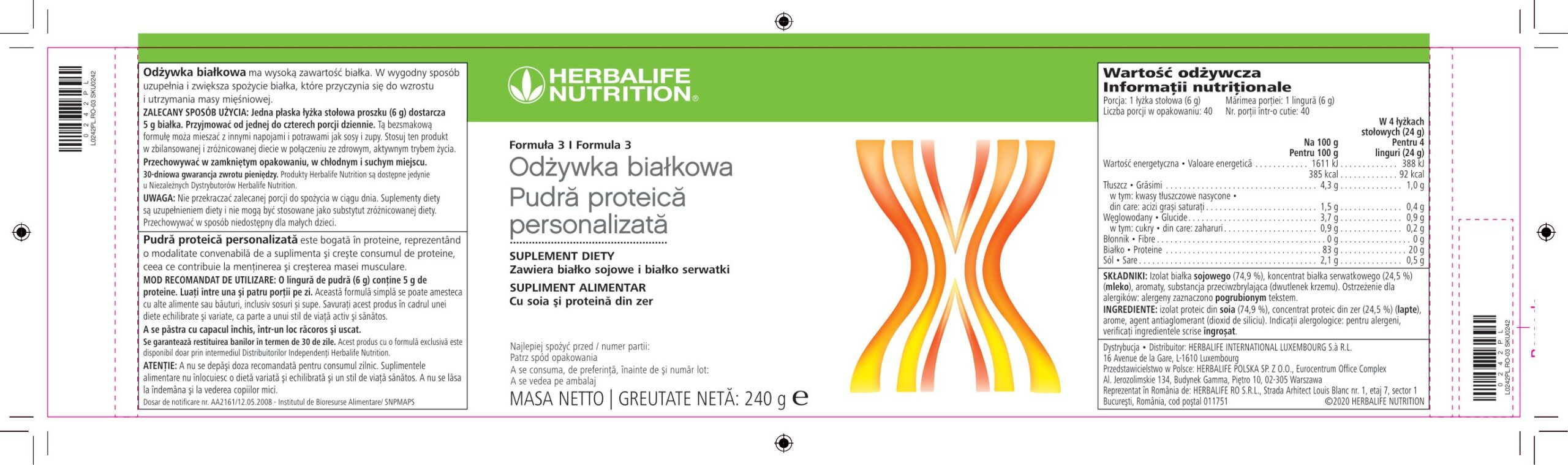 F3 Odżywka białkowa Herbalife 240 g - obrazek 2