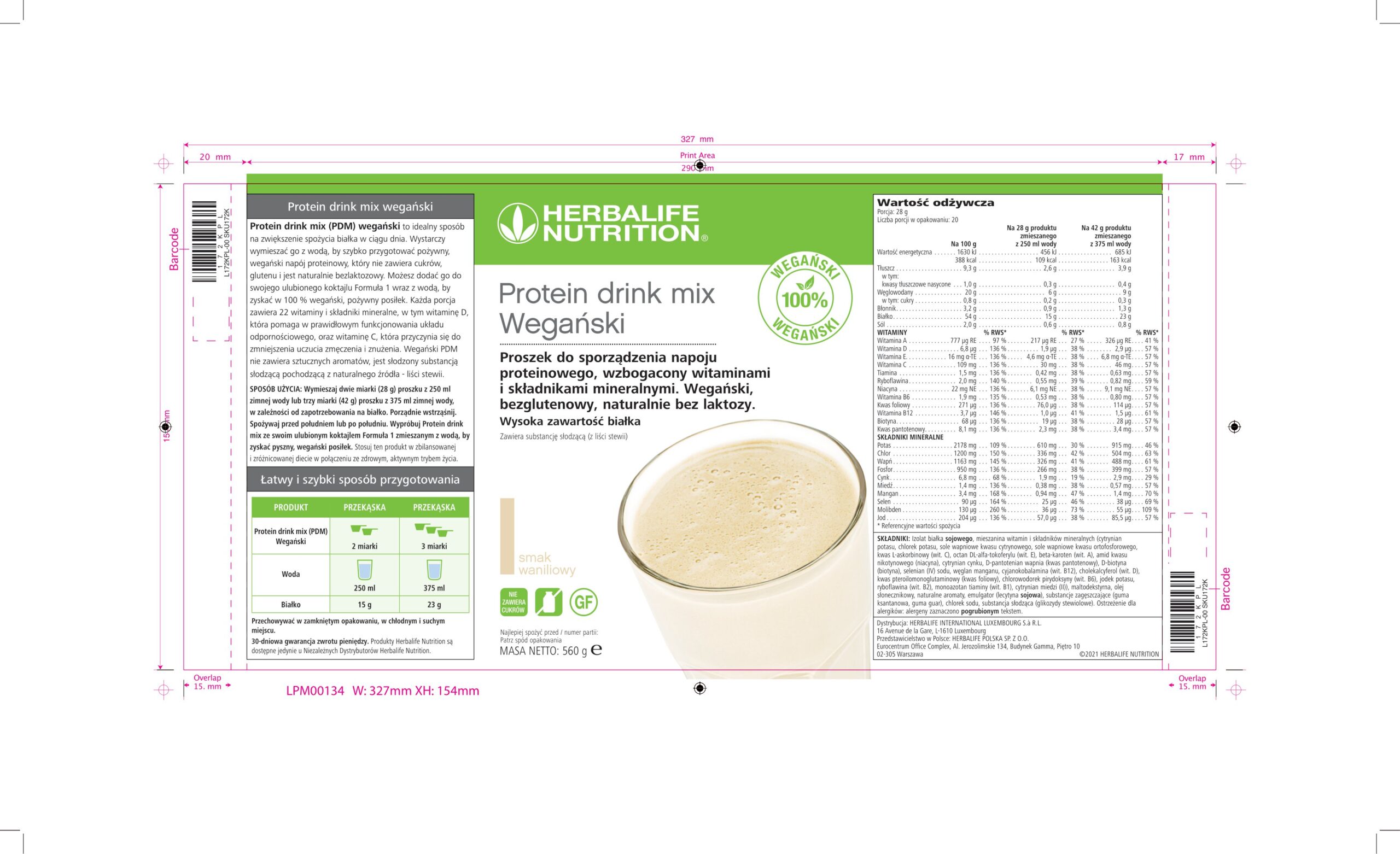 Protein Drink Mix odżywka białkowa o smaku waniliowym 588 g - obrazek 2