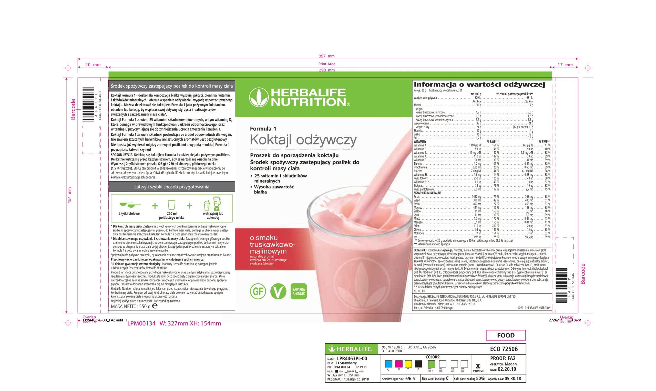 Koktajl odżywczy malinowo-truskawkowy 550 g - obrazek 3